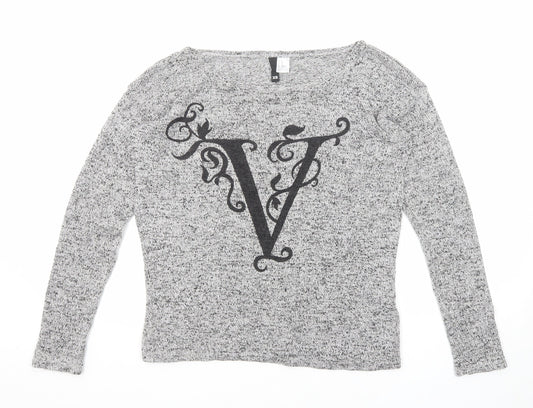 Divided by H&M Womens Grey Round Neck Viscose Pullover Jumper Size XS