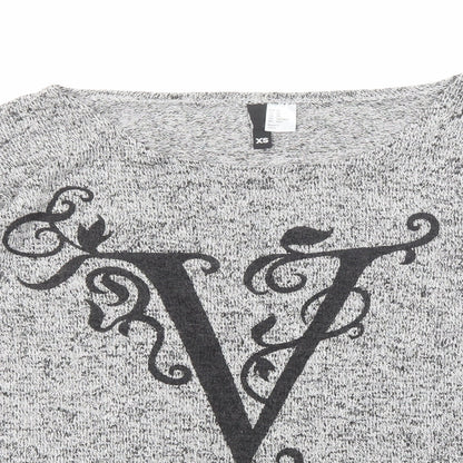 Divided by H&M Womens Grey Round Neck Viscose Pullover Jumper Size XS