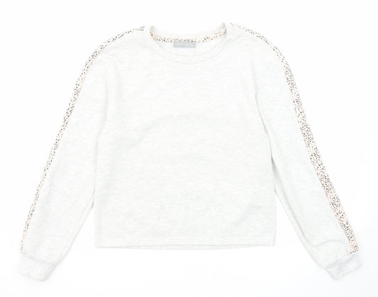 New Look Womens Ivory Geometric Polyester Pullover Sweatshirt Size 6 Pullover