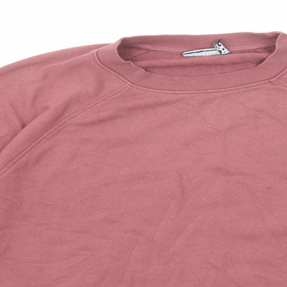 Close-up detail of ASOS women’s purple cotton pullover sweatshirt, size UK 8, pullover