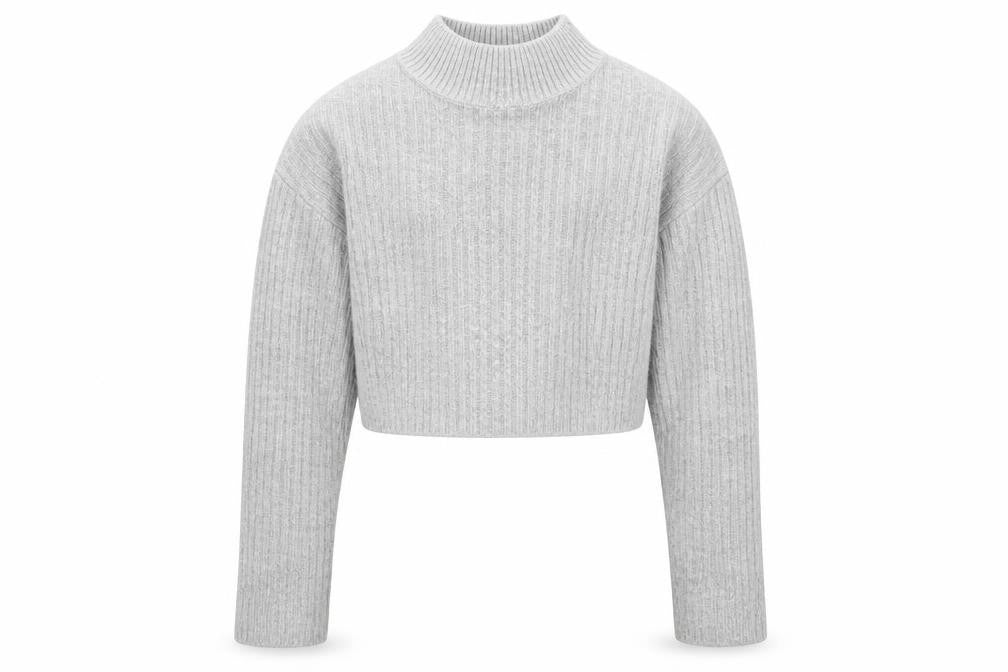 New Look Girls Grey Mock Neck Acrylic Pullover Jumper Size 10-11 Years Pullover - Cropped