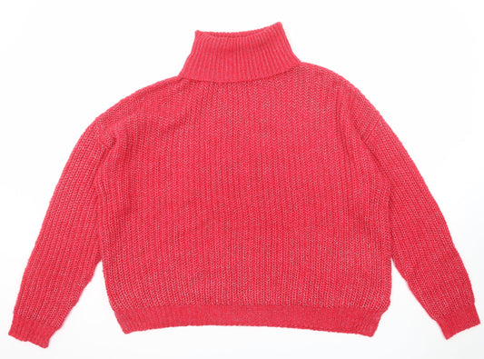 Missguided Womens Pink Roll Neck Acrylic Pullover Jumper Size L