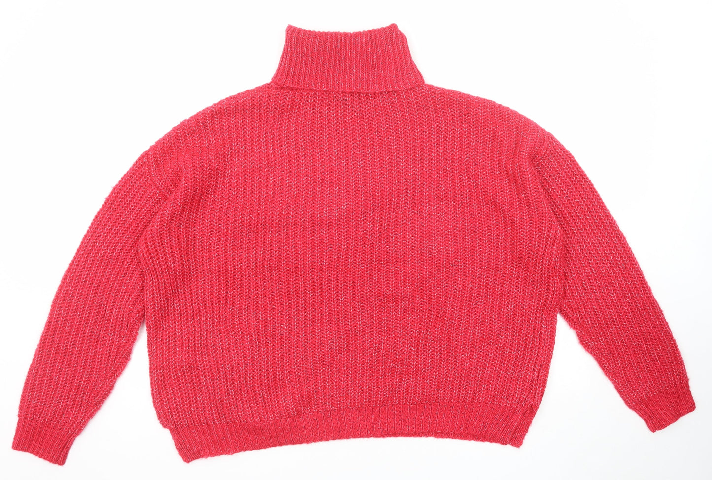 Missguided Womens Pink Roll Neck Acrylic Pullover Jumper Size L