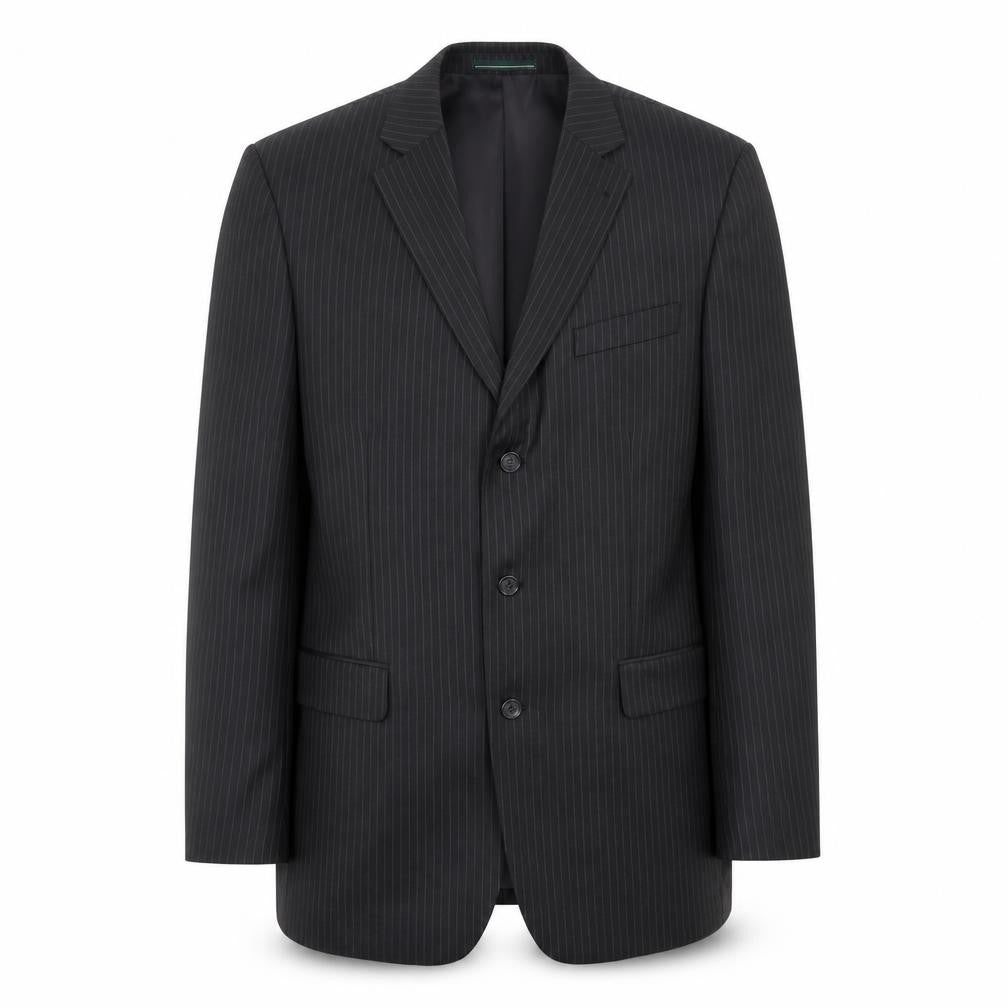 Greenwoods Mens Black Striped Polyester Jacket Suit Jacket Size 42 Regular