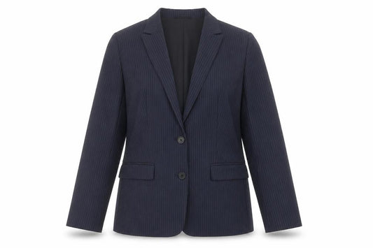 Marks & Spencer Womens Blue Pinstripe Polyester Jacket Suit Jacket Size 12