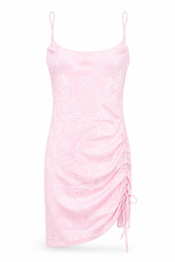 Shekou Womens Pink Geometric Polyester Slip Dress Size M Cowl Neck Pullover