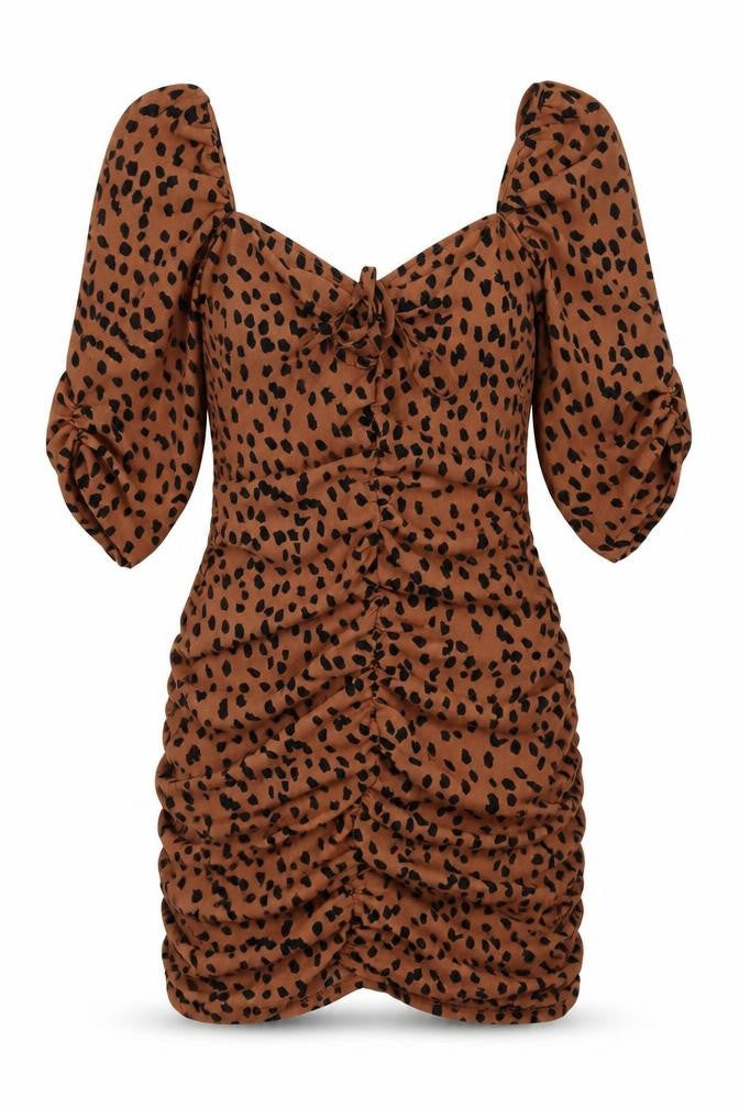 I SAW IT FIRST Womens Brown Geometric Polyester Bodycon Size 10 V-Neck Zip