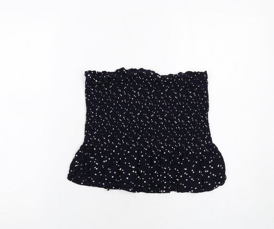 NEXT Womens Blue Polka Dot Viscose Cropped Blouse Size M Square Neck - Strapless Shirred