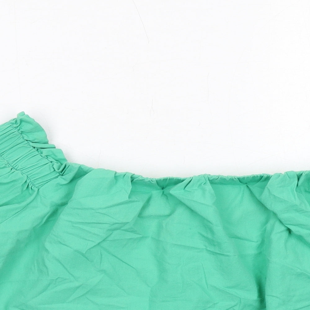 New Look Womens Green Cotton Basic Blouse Size 14 Off the Shoulder