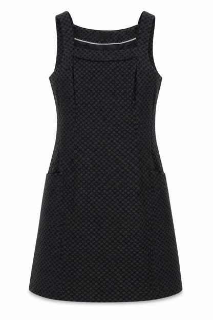 Next Womens Black Geometric Polyester Shift Size 10 Round Neck Zip