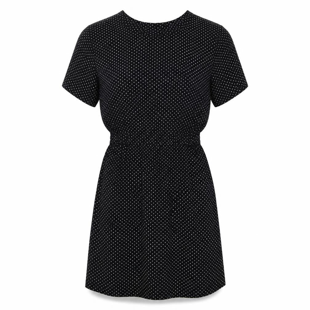 Warehouse Womens Black Polka Dot Polyester A-Line Size 10 Round Neck Pullover