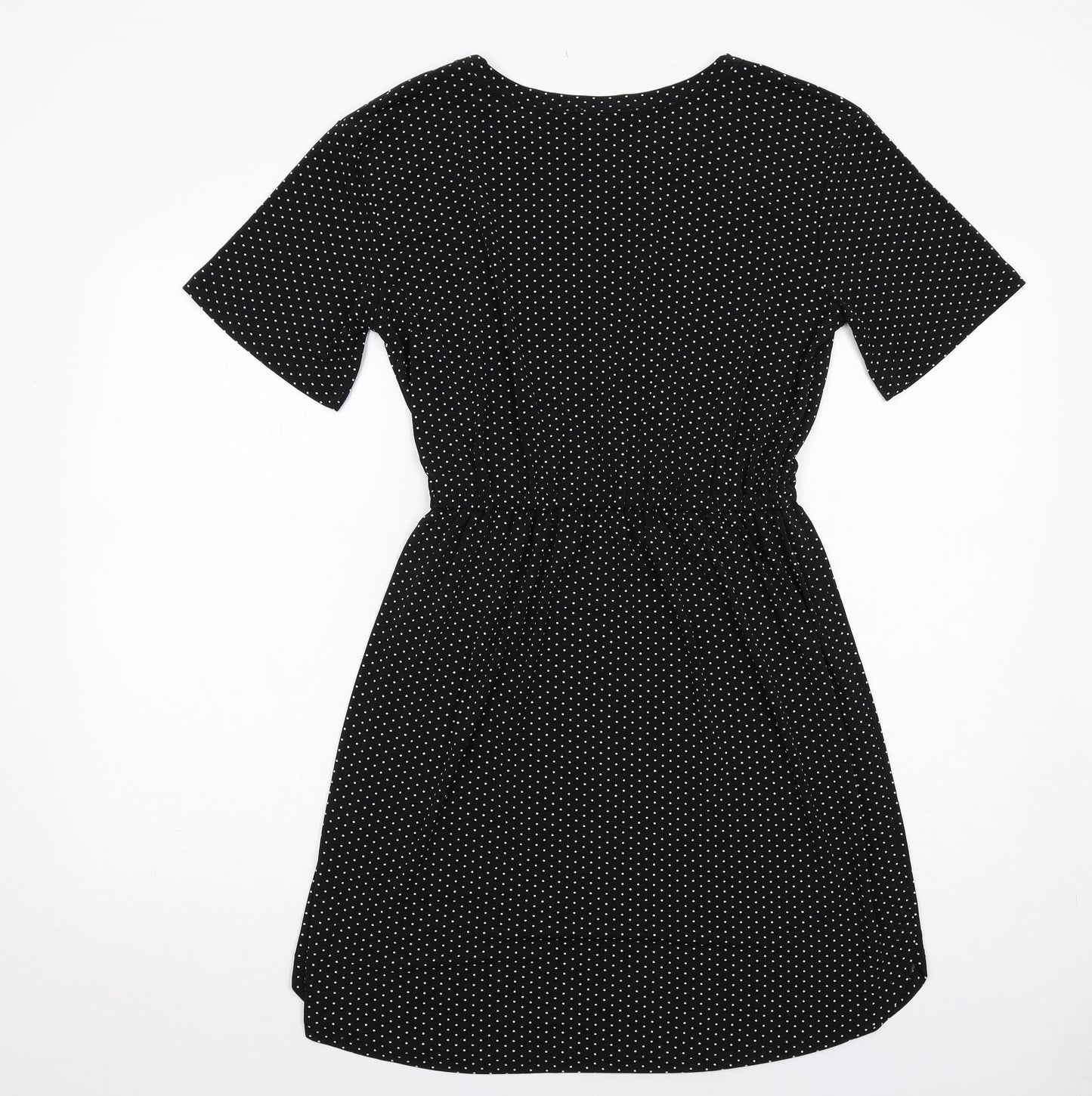 Warehouse Womens Black Polka Dot Polyester A-Line Size 10 Round Neck Pullover