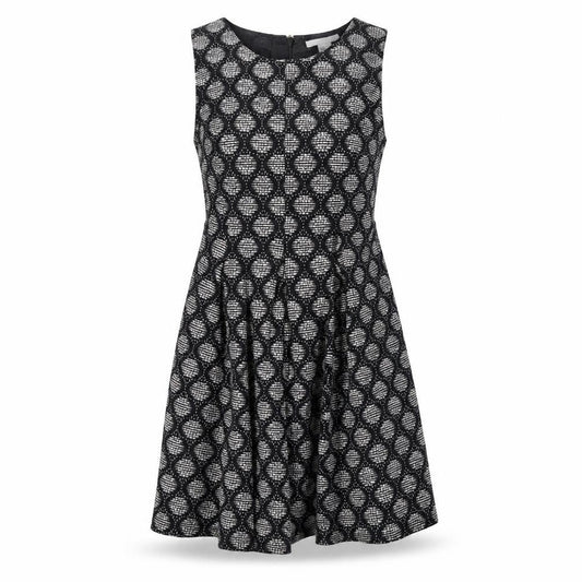 H&M Womens Black Geometric Cotton Trapeze & Swing Size 10 Round Neck Zip