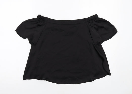 New Look Womens Black Polyester Basic Blouse Size 8 Off the Shoulder