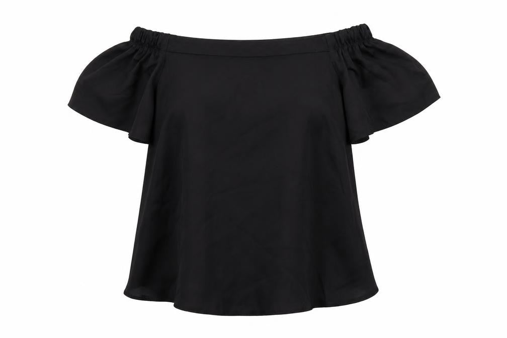 New Look Womens Black Polyester Basic Blouse Size 8 Off the Shoulder