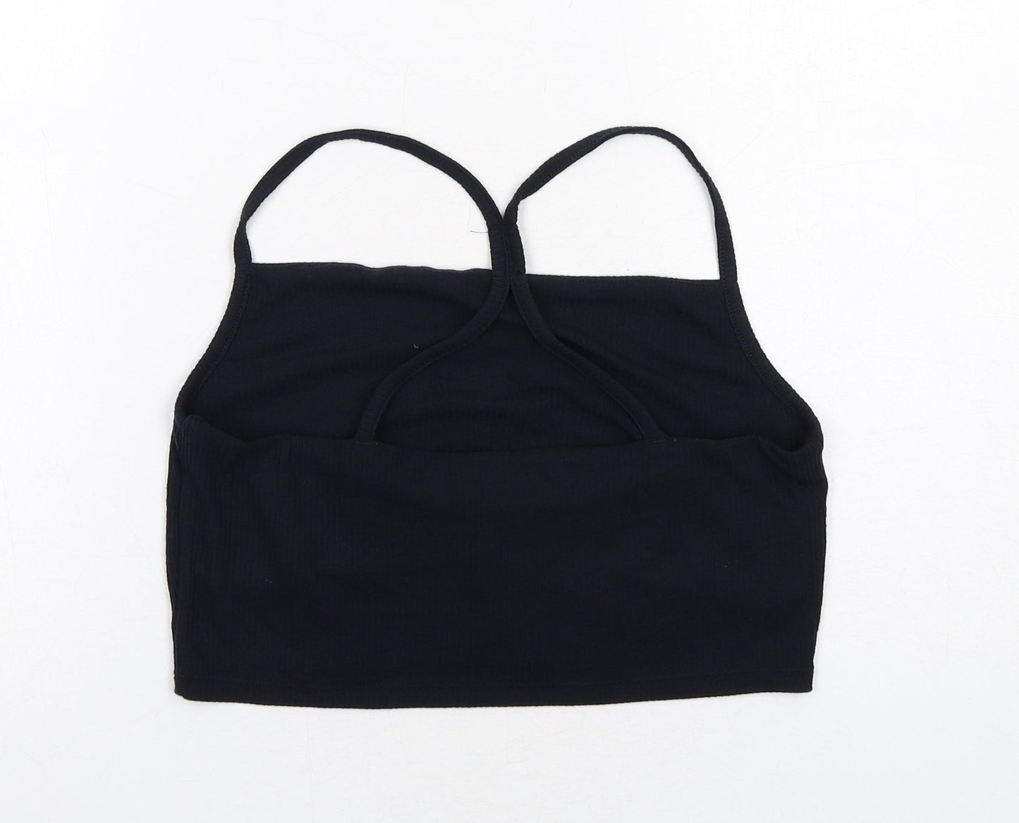 USA Pro Womens Black Polyester Cropped Tank Size 18 Square Neck