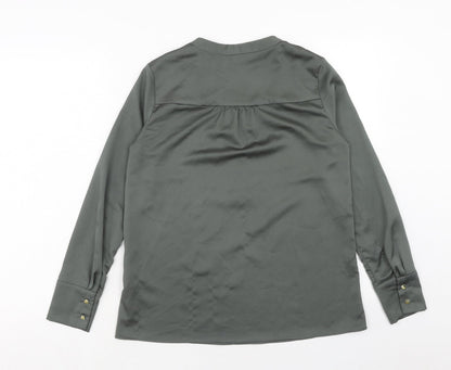 H&M Womens Green Polyester Basic Blouse Size S V-Neck