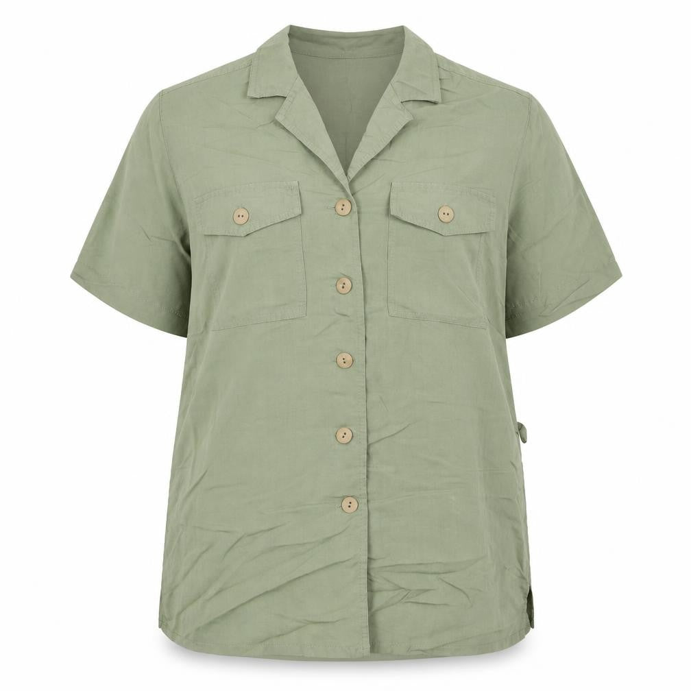 Damart Womens Green Viscose Basic Button-Up Size 16 Collared