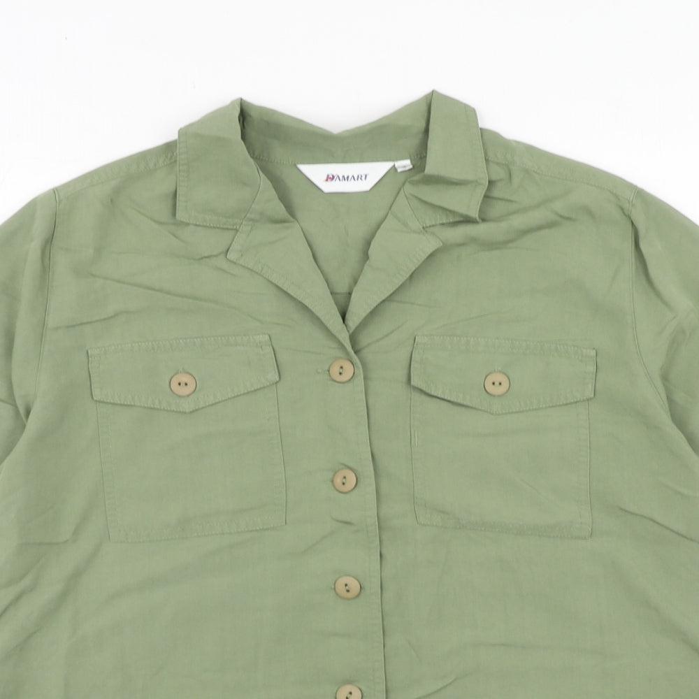 Damart Womens Green Viscose Basic Button-Up Size 16 Collared