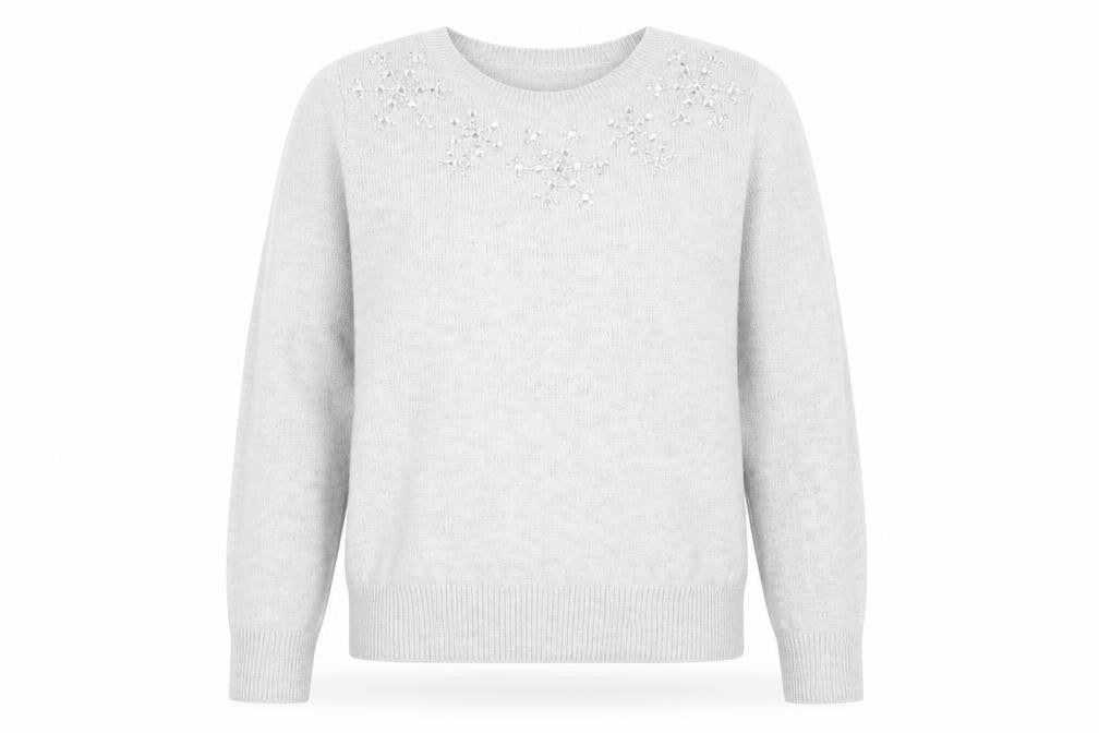 Dorothy Perkins Womens Grey Round Neck Cotton Pullover Jumper Size 8