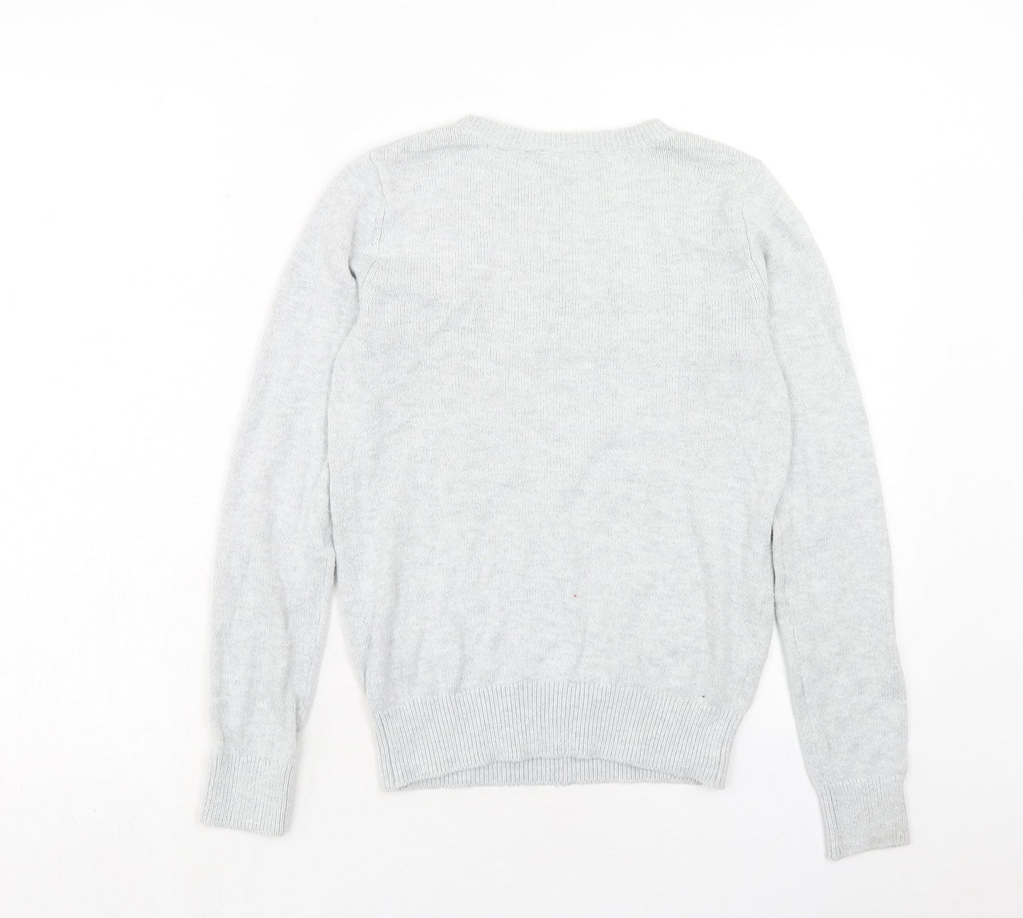 Dorothy Perkins Womens Grey Round Neck Cotton Pullover Jumper Size 8
