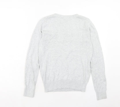 Dorothy Perkins Womens Grey Round Neck Cotton Pullover Jumper Size 8