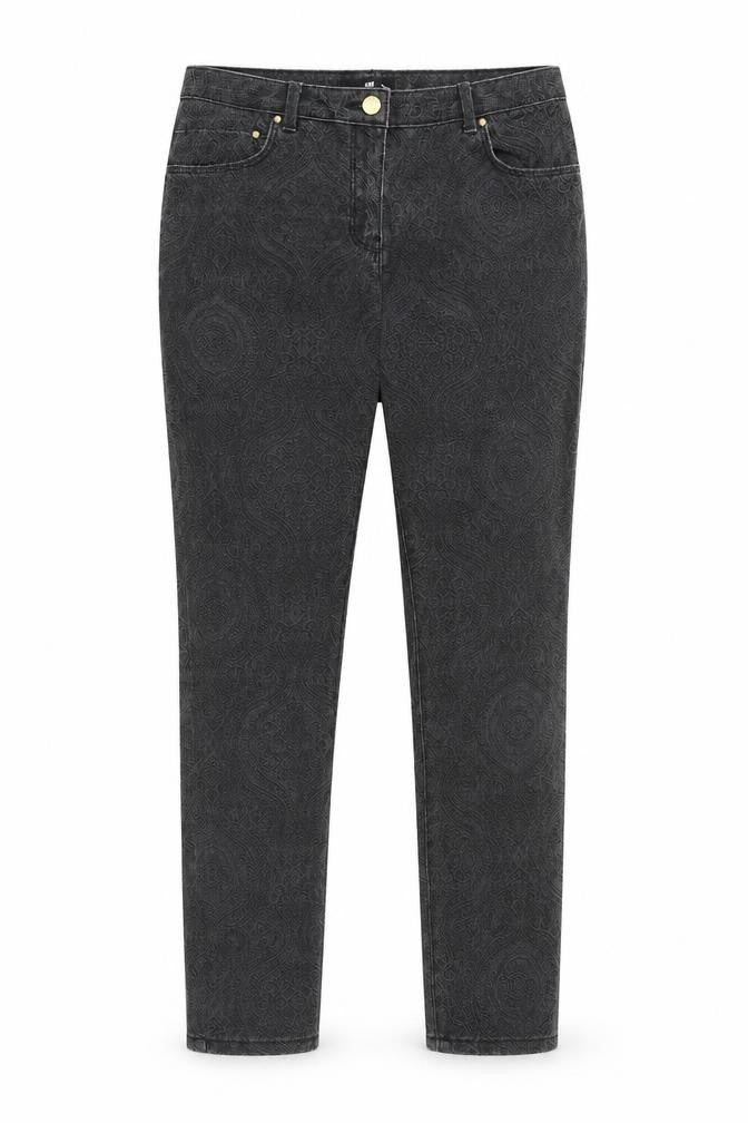 H&M Womens Grey Geometric Cotton Skinny Jeans Size 10 Regular Zip