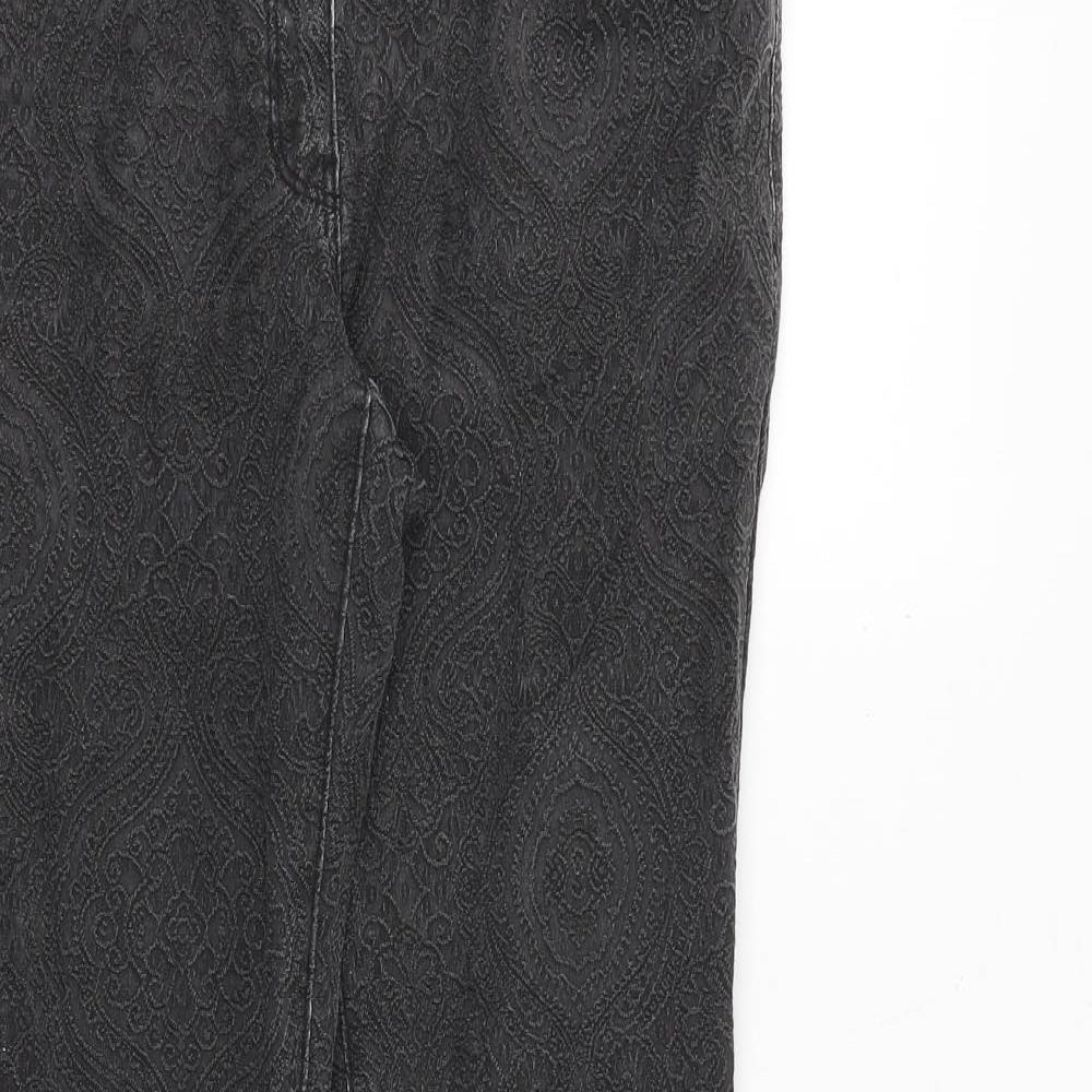 H&M Womens Grey Geometric Cotton Skinny Jeans Size 10 Regular Zip