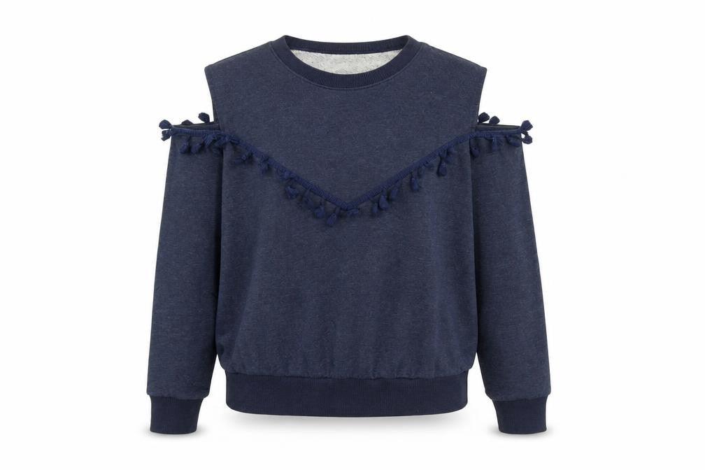 DF Womens Blue 100% Cotton Pullover Sweatshirt Size S Pullover - Cold Shoulder