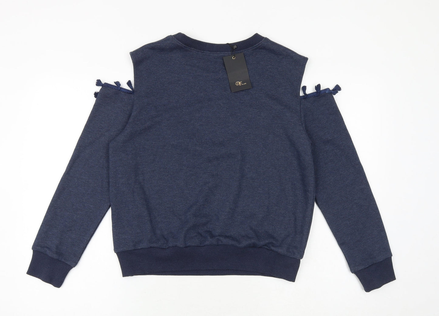 DF Womens Blue 100% Cotton Pullover Sweatshirt Size S Pullover - Cold Shoulder