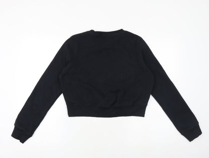 Back view of Ellesse women’s black cotton pullover sweatshirt, size UK 10, pullover