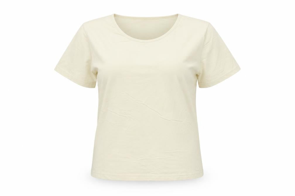 TCM Womens Ivory Polyamide Basic T-Shirt Size 14 Round Neck