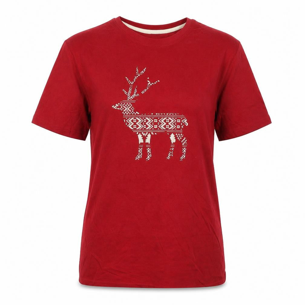 Marks & Spencer Womens Red 100% Cotton Basic T-Shirt Size S Crew Neck - Stag