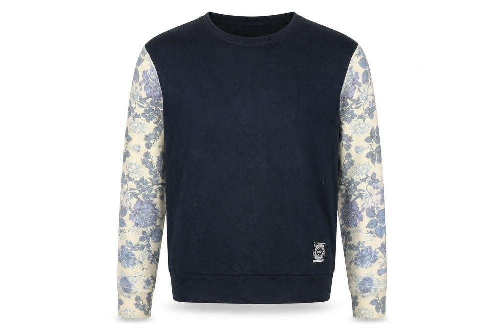 Hype Mens Blue Floral Cotton Pullover Sweatshirt Size S