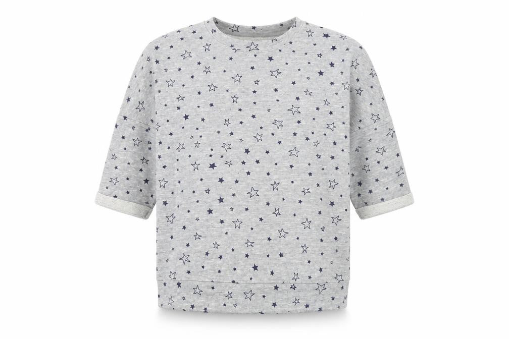 John Lewis Womens Grey Geometric Cotton Pullover Sweatshirt Size 10 Pullover - Star Pattern