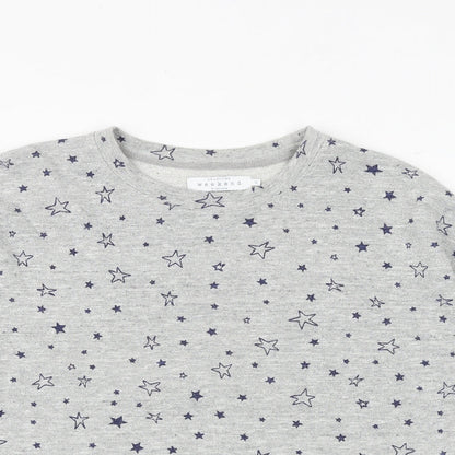 John Lewis Womens Grey Geometric Cotton Pullover Sweatshirt Size 10 Pullover - Star Pattern