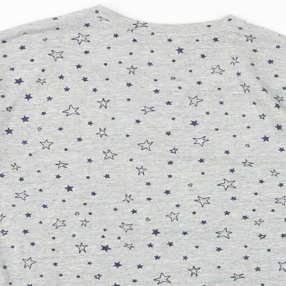 John Lewis Womens Grey Geometric Cotton Pullover Sweatshirt Size 10 Pullover - Star Pattern