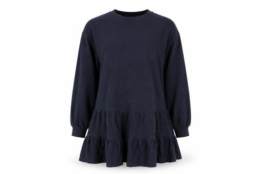 River Island Womens Blue Cotton Jumper Dress Size M Round Neck Pullover