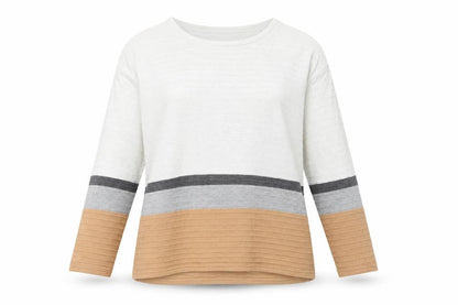 Front view of Roman women’s multicoloured round neck acrylic jumper, size UK 20