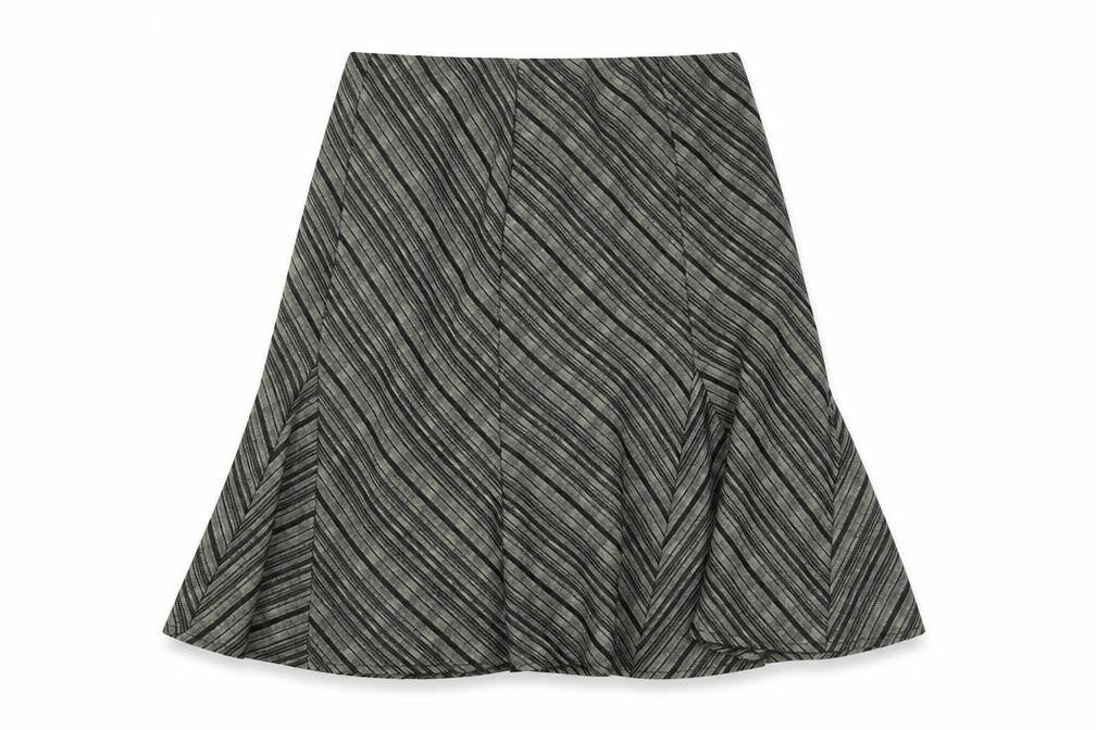Marks & Spencer Womens Black Striped Polyester Swing Skirt Size 14