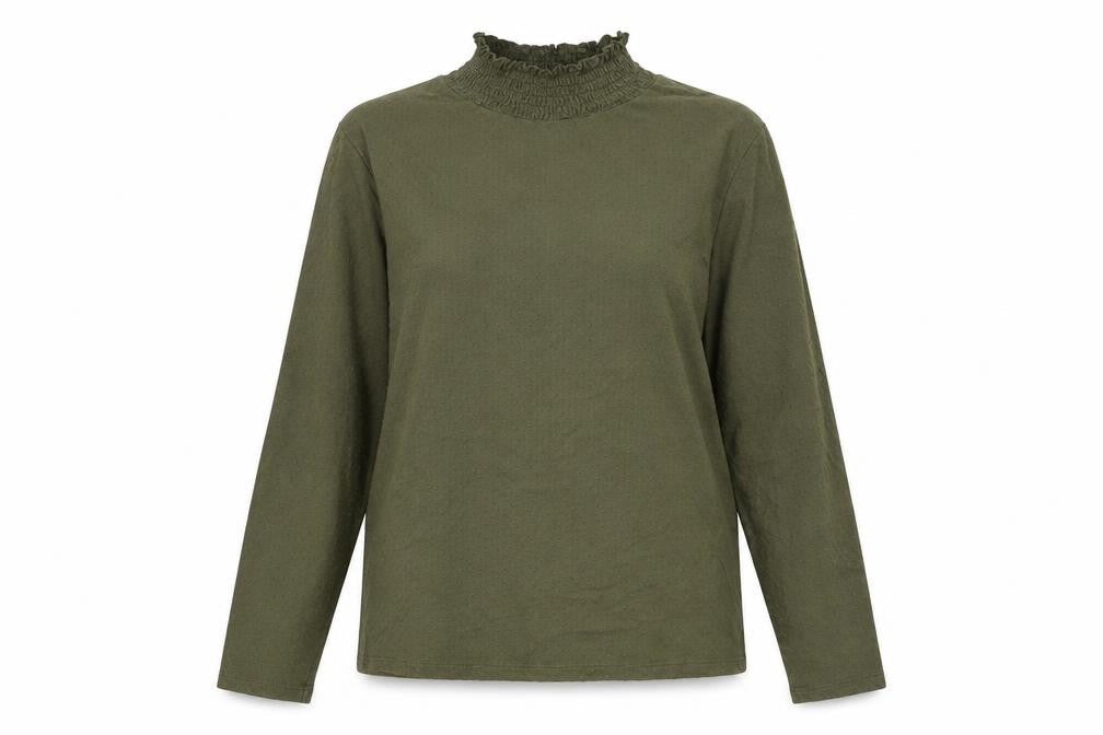 Kiabi Womens Green Polyester Basic Blouse Size M High Neck - Textured