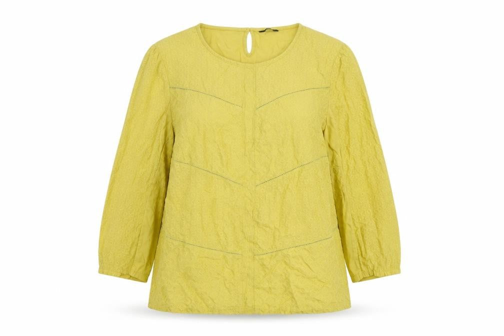 M&Co Womens Yellow Cotton Basic Blouse Size 18 Round Neck - Textured