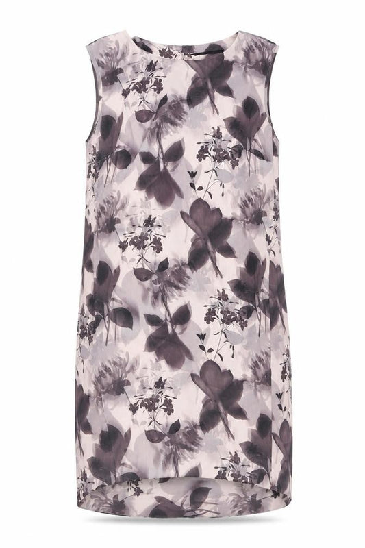 Next Womens Pink Geometric Polyester Tank Dress Size 12 Round Neck Zip