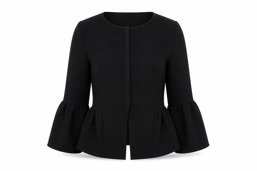 Boohoo Womens Black Jacket Blazer Size 6 - Flute Sleeve