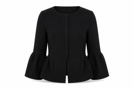 Boohoo Womens Black Jacket Blazer Size 6 - Flute Sleeve