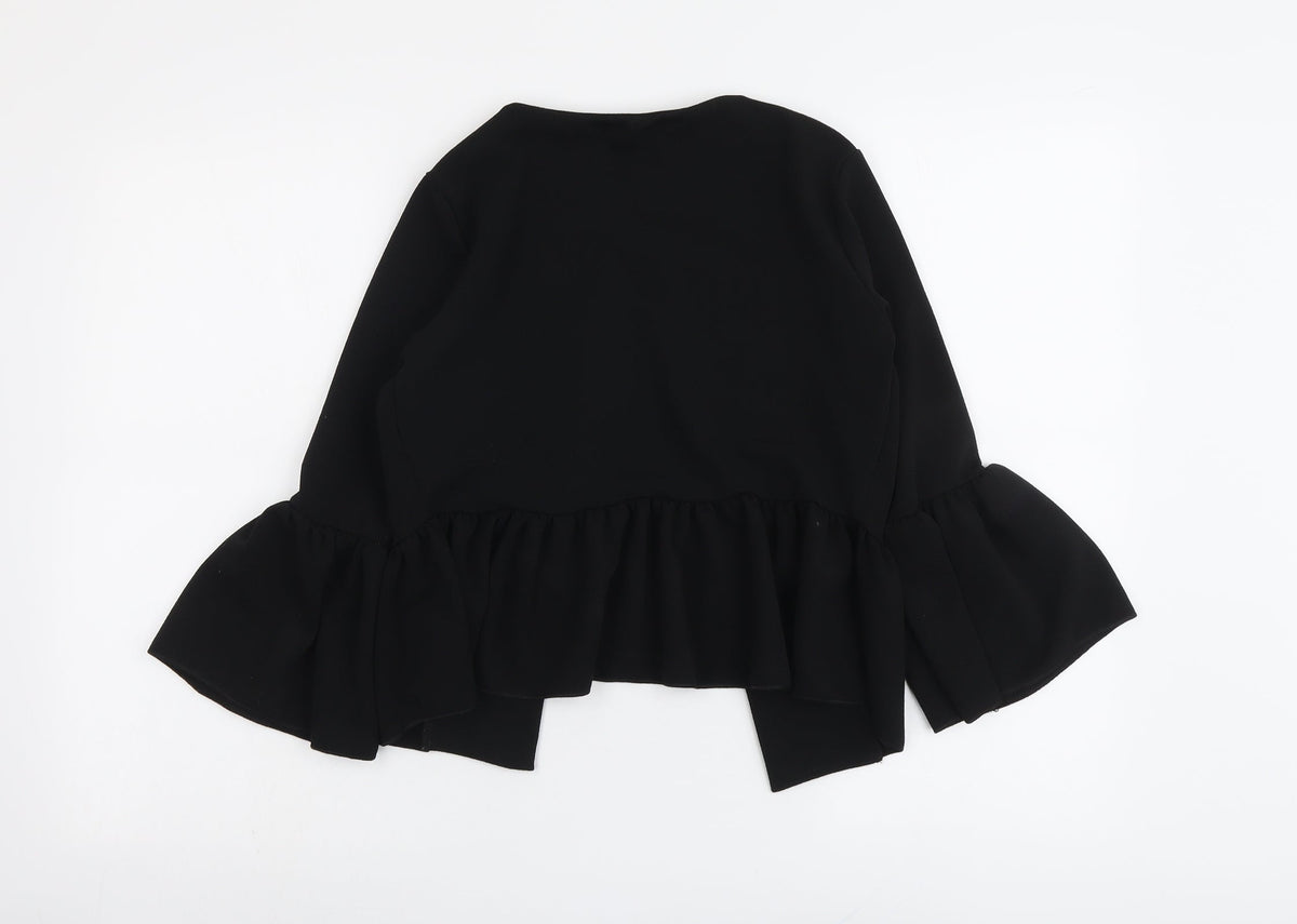 Boohoo Womens Black Jacket Blazer Size 6 - Flute Sleeve