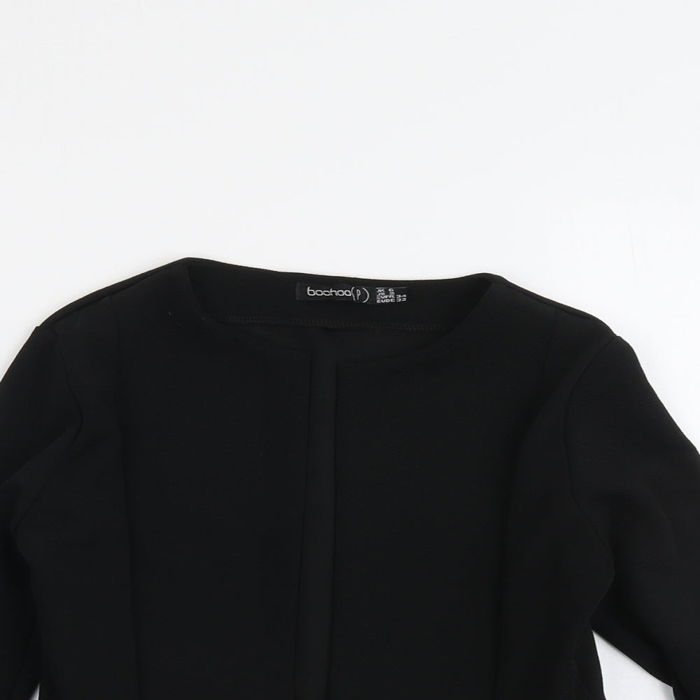 Boohoo Womens Black Jacket Blazer Size 6 - Flute Sleeve