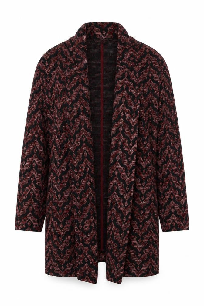 Miss Selfridge Womens Red Geometric Jacket Blazer Size 6 - Longline