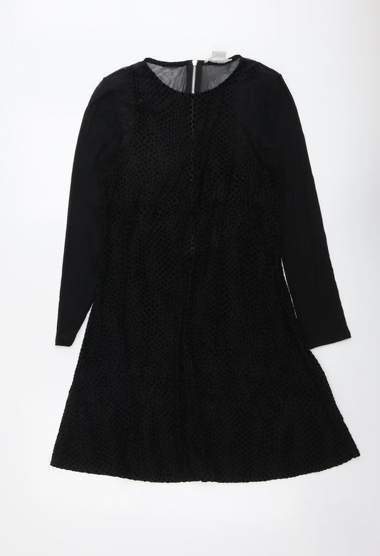 Cooperative Womens Black Nylon Trapeze & Swing Size M Round Neck Zip