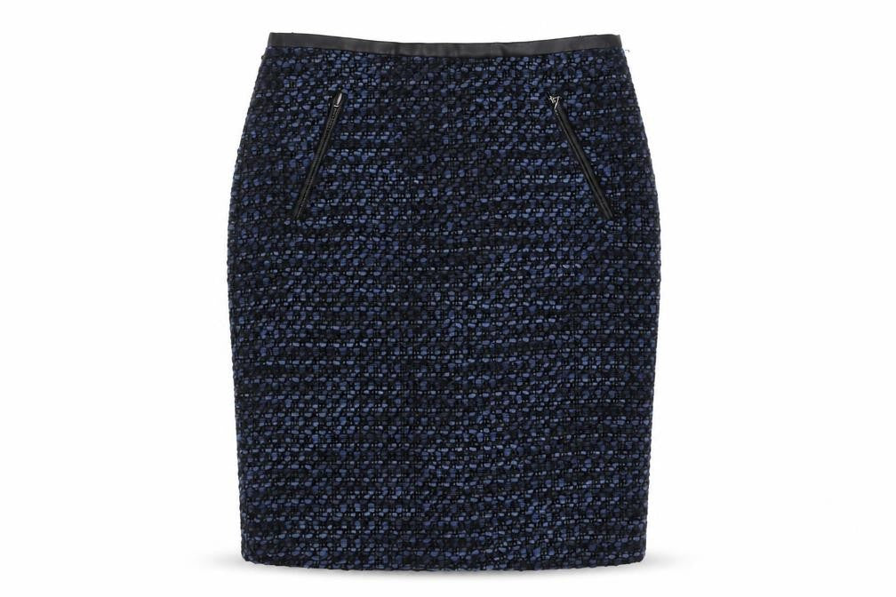 M&Co Womens Blue Geometric Polyester A-Line Skirt Size 8 Zip